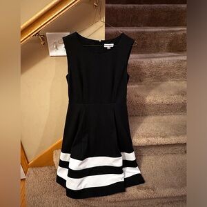 Calvin Klein Black Dress with White Bottom Stripes